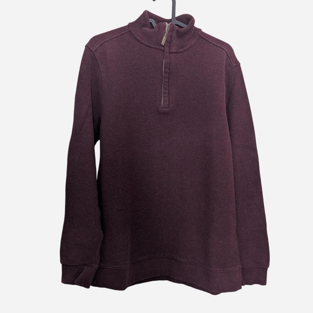 Tasso Elba Cotton Men’s Pullover Sweater Half Zip Small Maroon Sweatshirt